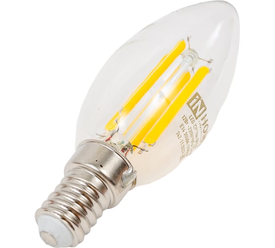 Лампа IN HOME сд LED-СВЕЧА-deco 12Вт 230В Е14 3000К 1350Лм прозрачная 4690612053660