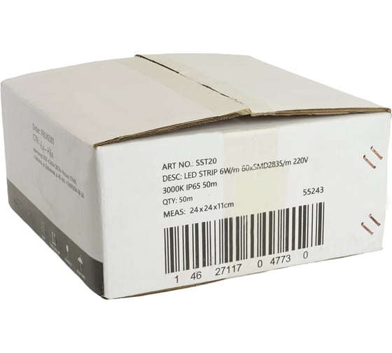 Светодиодная лента SAFFIT SST20 60SMD(2835)/м 6Вт/м 220V 50м , 3000K, IP6 55243