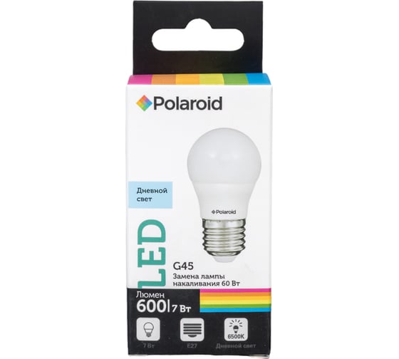 Светодиодная лампа Polaroid 220V G45 7W 6500K E27 600lm PL-G457276