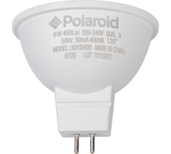 Светодиодная лампа Polaroid 220V MR16 6W 4000K GU5.3 450lm PL-MR1664