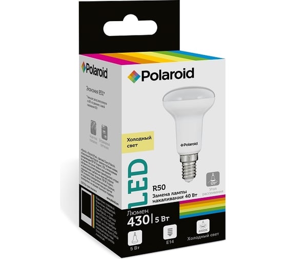 Светодиодная лампа Polaroid 220V R50 5W 4000K E14 430lm PL-R505144