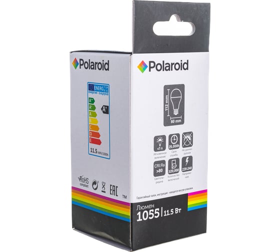 Светодиодная лампа Polaroid 220V A60 11W 3000K E27 1055lm PL-A60110273