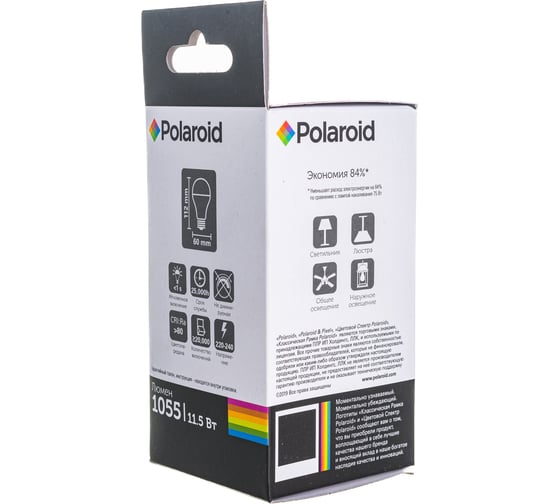 Светодиодная лампа Polaroid 220V A60 11W 3000K E27 1055lm PL-A60110273