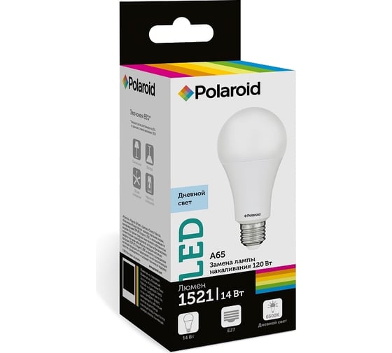 Светодиодная лампа Polaroid 220V A65 14W 6500K E27 1521lm PL-A65140276 1