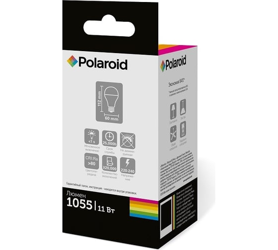 Светодиодная лампа Polaroid 220V A60 11W 4000K E27 1055lm PL-A60110274