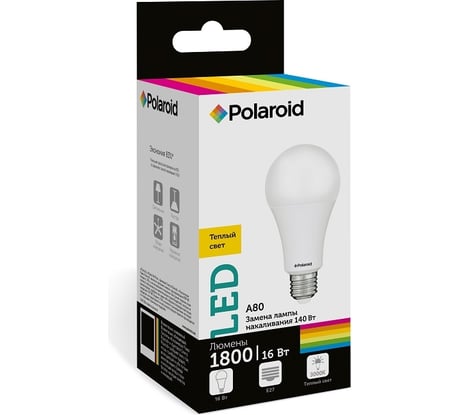 Светодиодная лампа Polaroid 220V A80 16W 3000K E27 1800lm PL-A8016273