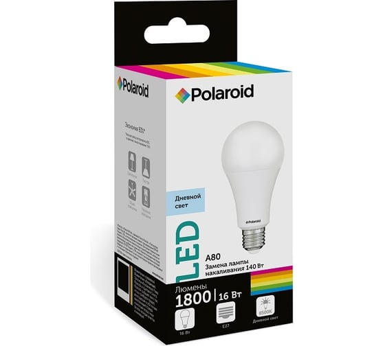 Светодиодная лампа Polaroid 220V A80 16W 6500K E27 1800lm PL-A8016276