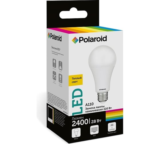 Светодиодная лампа Polaroid 220V A110 28W 3000K E27 2400lm PL-A11028273