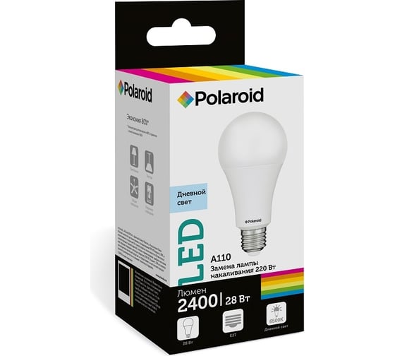 Светодиодная лампа Polaroid 220V A110 28W 6500K E27 2400lm PL-A11028276 1