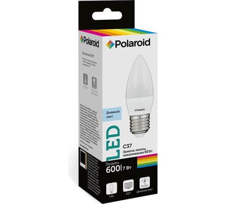 Светодиодная лампа Polaroid 220V C37 7W 6500K E27 600lm PL-C377276