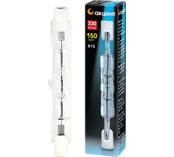 Галогенная лампа АКЦЕНТ J78, 230В, 150W, R7s, линейная, 78мм 4606400204398