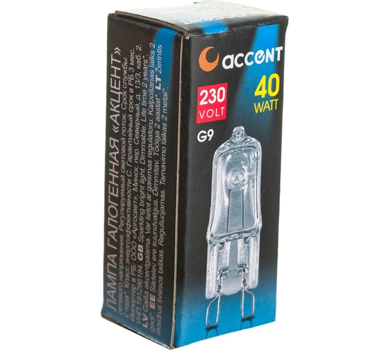 Галогенная лампа АКЦЕНТ JCD, 230В, 40W, G9, CL, капсульная, прозрачная 4606400204282