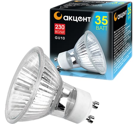 Галогенная лампа АКЦЕНТ JCDRC, 230В, 35W, GU10, с алюминиевым отражателем и защитным стеклом 4606400204367