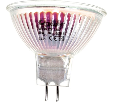 Галогенная лампа АКЦЕНТ MR16, 12В, 20W, 36°, GU5.3, с отражателем и защитным стеклом 4606400204237