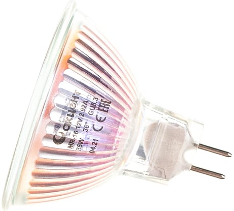 Галогенная лампа АКЦЕНТ MR16, 12В, 35W, 36°, GU5.3, с отражателем и защитным стеклом 4606400204244