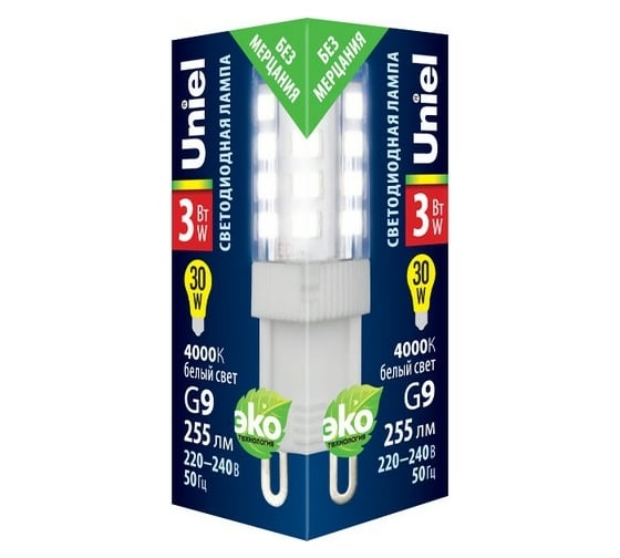 Светодиодная лампа Uniel LED-JCD-3W/4000K/G9/CL GLZ09TR прозрачная UL-00006747
