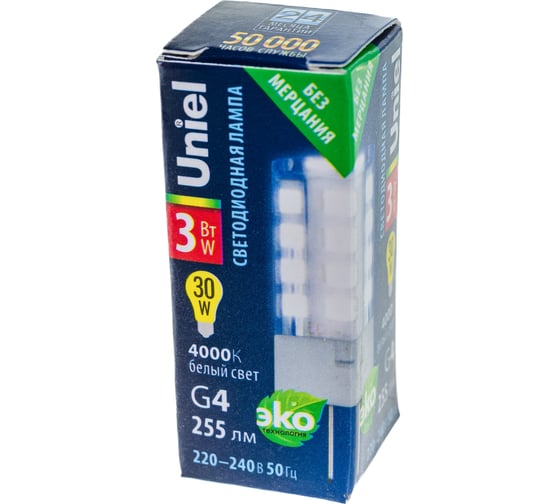 Светодиодная лампа Uniel LED-JC-220/3W/4000K/G4/CL GLZ09TR прозрачная UL-00006743