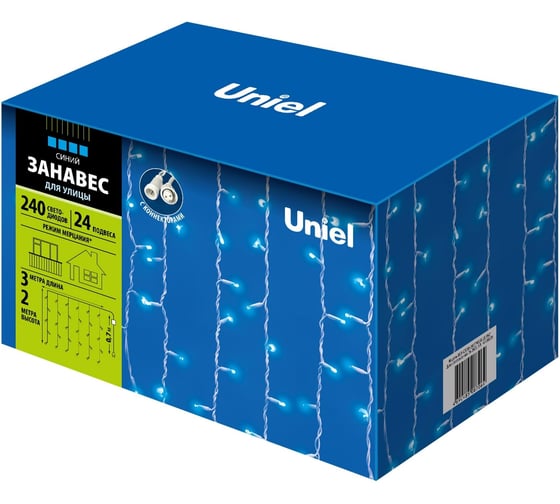 Светодиодный занавес Uniel ULD-C2030-240/TWK BLUE IP67 с эффектом мерцания, 3х2м UL-00001358