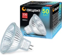 Галогенная лампа АКЦЕНТ JCDR, 230В, 50W, GU5.3, с отражателем и защитным стеклом 4606400204879
