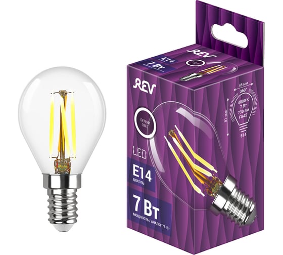Светодиодная лампа Filament  REV, G45, E14, 7W, 4000K, 32483 6