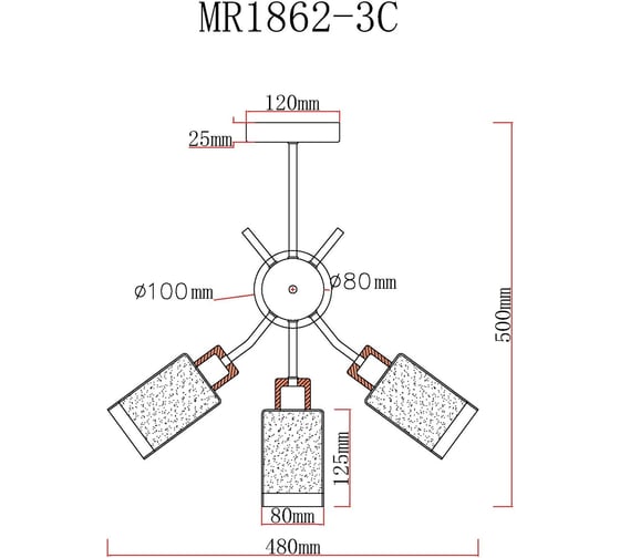 Потолочная люстра на штанге MyFar Linda MR1862-3C