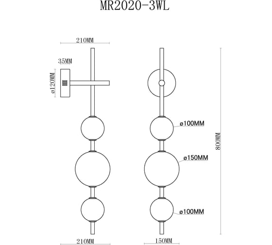 Настенный светильник MyFar Violla MR2020-3WL