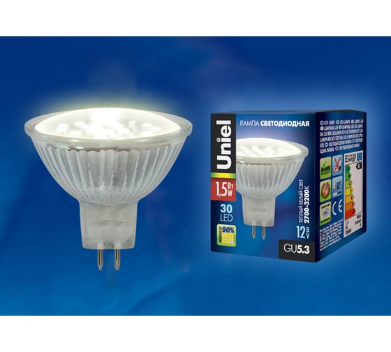 Светодиодная лампа Uniel LED-MR16-SMD-1,5W/WW/GU5.3, 95lm  4018