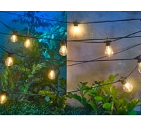 Гирлянда садовая REXANT Канэри, 15м, 3000К, встроенный аккумулятор, солнечная панель, коллекция Лондон 602-2422