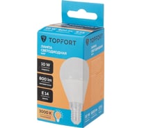 Светодиодная лампа Topfort E14, 10W, 3000K, шар 1885095