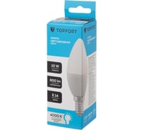 Светодиодная лампа Topfort E14, 10W, 4000K, свеча 1885099