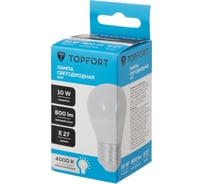Светодиодная лампа Topfort E27, 10W, 4000K, шар 1885118