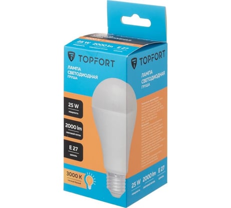 Светодиодная лампа Topfort E27, 25W, 3000K, груша 1885131