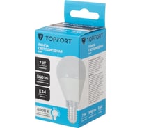 Светодиодная лампа Topfort E14, 7W, 4000K, шар 1885087