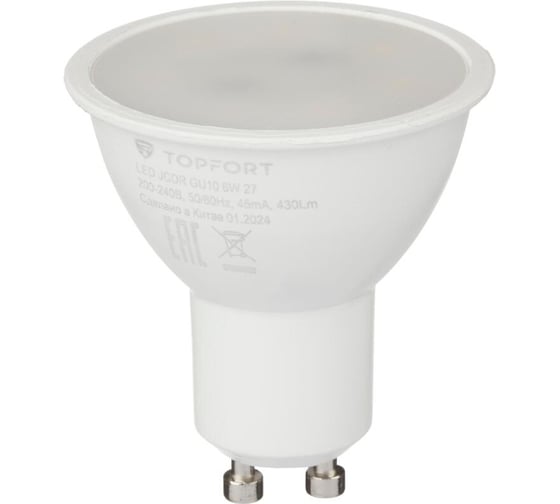 Светодиодная лампа Topfort GU10, 6W, 2700K, 1885136