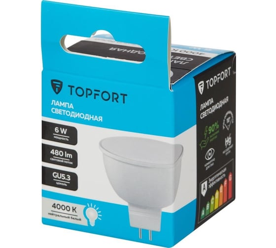 Светодиодная лампа Topfort GU5.3, 12V 6W, 4000K 1886257