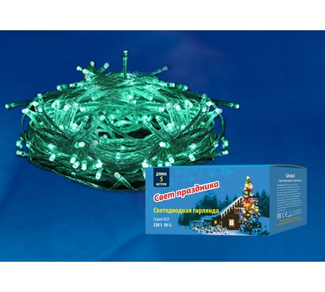 Светодиодная гирлянда Uniel ULD-S0500-050/DTA GREEN IP20 с контроллером, 5м UL-00005760