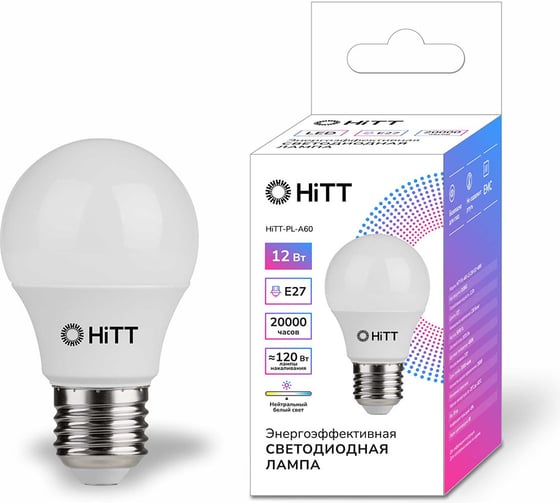 Светодиодная лампа HITT PL-A60-12-230-E27-4000 1010002