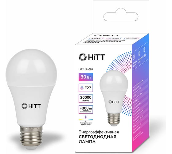 Светодиодная лампа HITT PL-A60-30-230-E27-3000 1010019