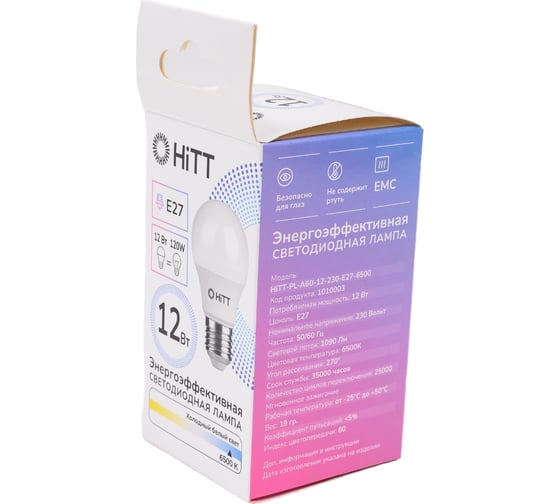 Светодиодная лампа HITT PL-A60-12-230-E27-6500 1010003