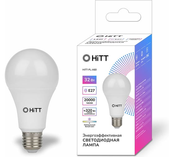 Светодиодная лампа HITT PL-A60-32-230-E27-6500 1010024