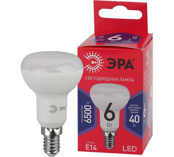 Светодиодная лампа ЭРА LED, R506W865E14, R диод, рефлектор, 6Вт, холодный, E14  Б0045335