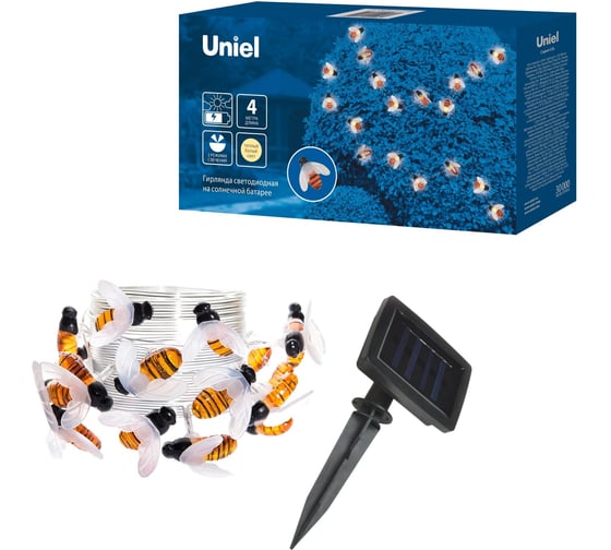 Садовая гирлянда на солнечной батарее Uniel, Пчелки, USL-S-127/PT4000, BEES, UL-00004280