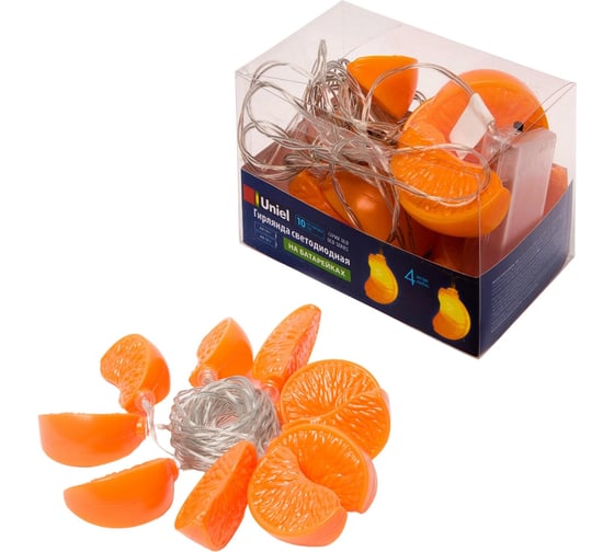 Светодиодная гирлянда Uniel ULD-S0400-010/STB/2AA WARM, WHITE, IP20, ORANGE, на батарейках UL-00003393