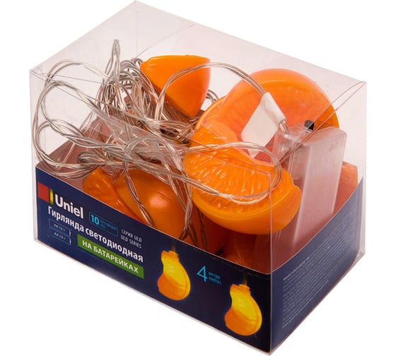 Светодиодная гирлянда Uniel ULD-S0400-010/STB/2AA WARM, WHITE, IP20, ORANGE, на батарейках UL-00003393