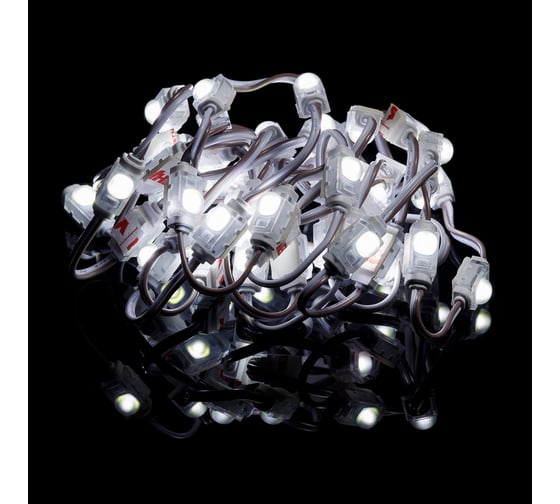 Светодиодный модуль MAKSILED 0.24Вт, 12В, IP65, SMD2835 1LED, 25лм, 8000К, 50 шт./гирлянда, ML-M1SS-2835-CW-LP