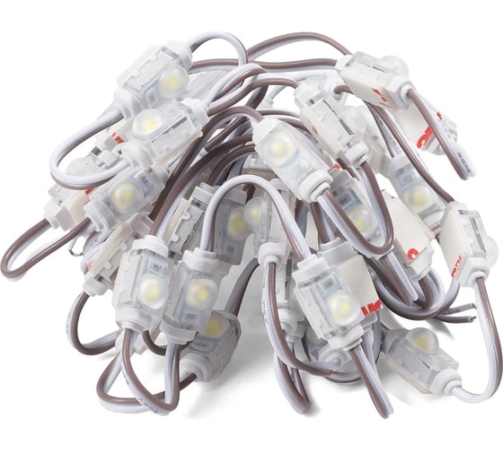 Светодиодный модуль MAKSILED 0.24Вт, 12В, IP65, SMD2835 1LED, 25лм, 8000К, 50 шт./гирлянда, ML-M1SS-2835-CW-LP
