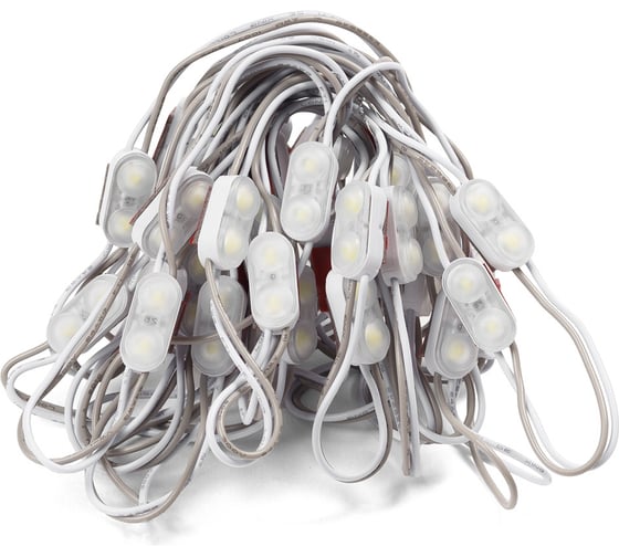 Светодиодный модуль MAKSILED 0.3Вт, 12В, IP65, SMD2835 2LED, 32лм, 8000К, 45 шт./гирлянда, ML-M2SS-2835-CW-LP