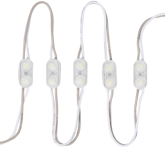 Светодиодный модуль MAKSILED 0.3Вт, 12В, IP65, SMD2835 2LED, 32лм, 8000К, 45 шт./гирлянда, ML-M2SS-2835-CW-LP