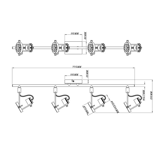 Потолочные светильники Arte Lamp A4301PL-4AB