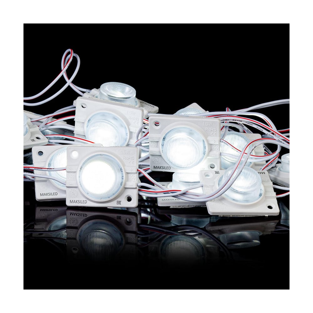 Светодиодный модуль MAKSILED 1.5Вт, 12В, IP65, SMD2835 1LED, 125лм ...
